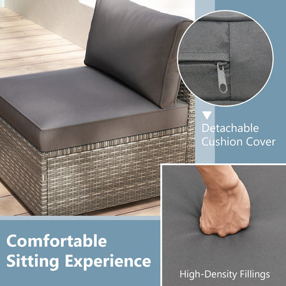 5-Piece Patio Sectional Sofa, Glass Coffee Table, Gray Patio Conversation Sets at Gallery Canada