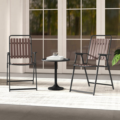 4 Pcs Patio Folding Chairs, PP Seat Back, 400 LBS Heavy Duty Metal Frame, Brown Patio Dining Chairs at Gallery Canada