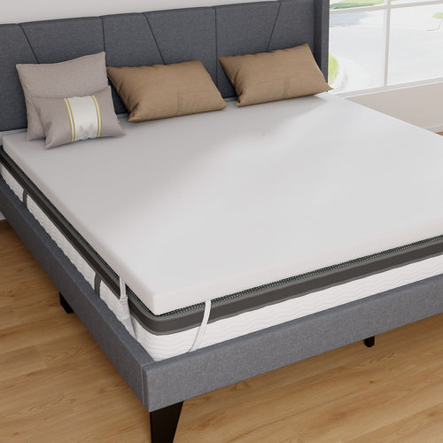 3 Inch Gel Memory Foam Mattress Topper, King Size, White