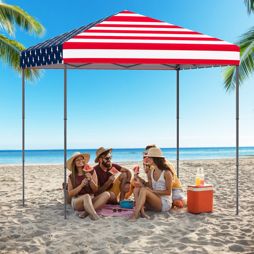 6.6 x 6.6 Feet Outdoor Pop-Up Canopy Tent, UPF 50+ Sun Protection, Multicolor