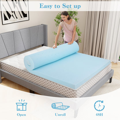 3 Inch Gel Memory Foam Mattress Topper, Queen Size, White Mattresses at Gallery Canada