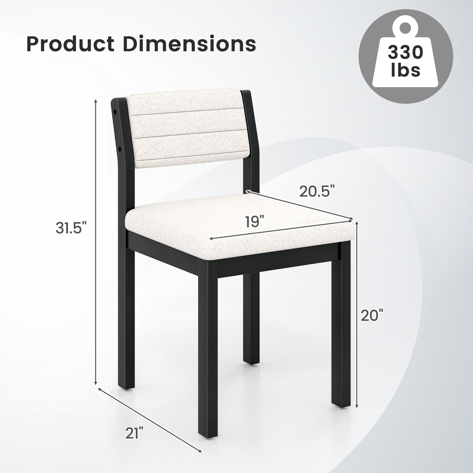 Set Of 2 Dining Chairs, Sherpa Upholstered Armless Chair With Wood Frame, White Dining Chairs at Gallery Canada