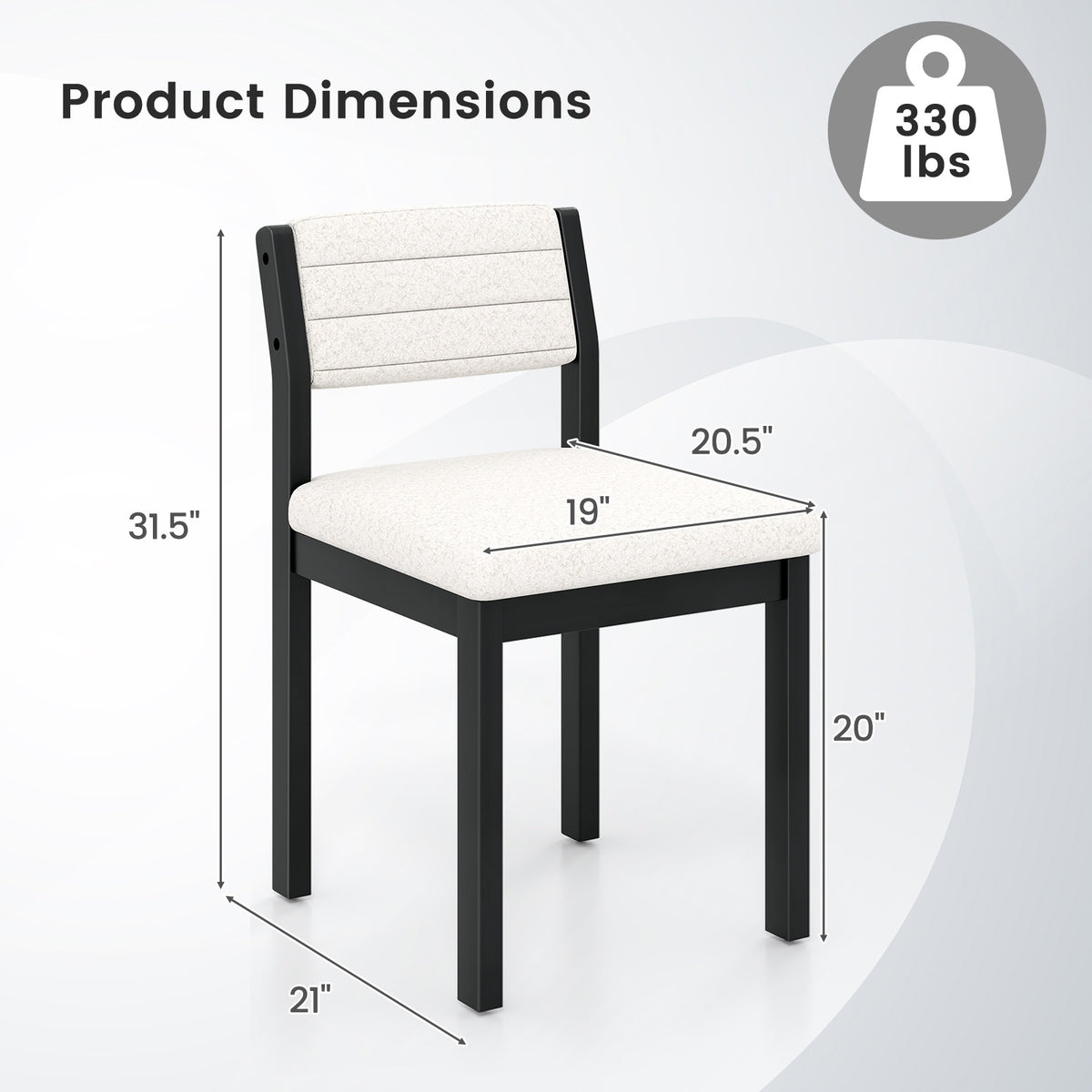 Set Of 2 Dining Chairs, Sherpa Upholstered Armless Chair With Wood Frame, White Dining Chairs at Gallery Canada