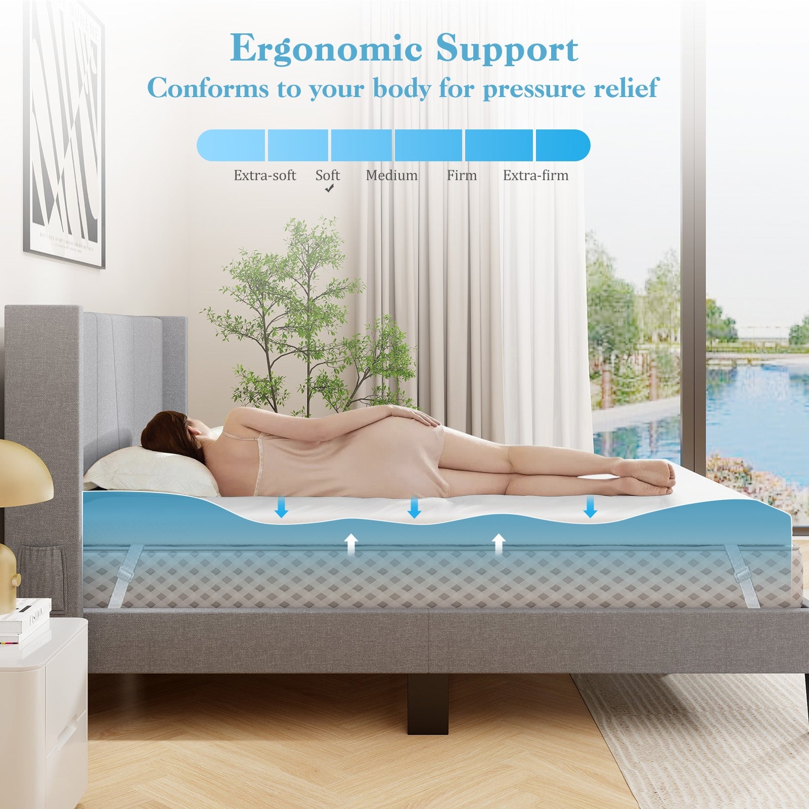3 Inch Gel Memory Foam Mattress Topper, Queen Size, White Mattresses at Gallery Canada