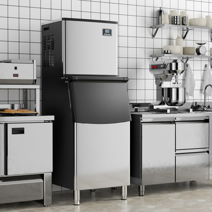 Commercial Ice Maker Machine, 418 LBS/24H, 200 LBS Storage Bin, Silver Ice Makers at Gallery Canada