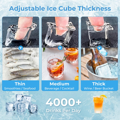 Commercial Ice Maker Machine, 418 LBS/24H, 200 LBS Storage Bin, Silver Ice Makers at Gallery Canada