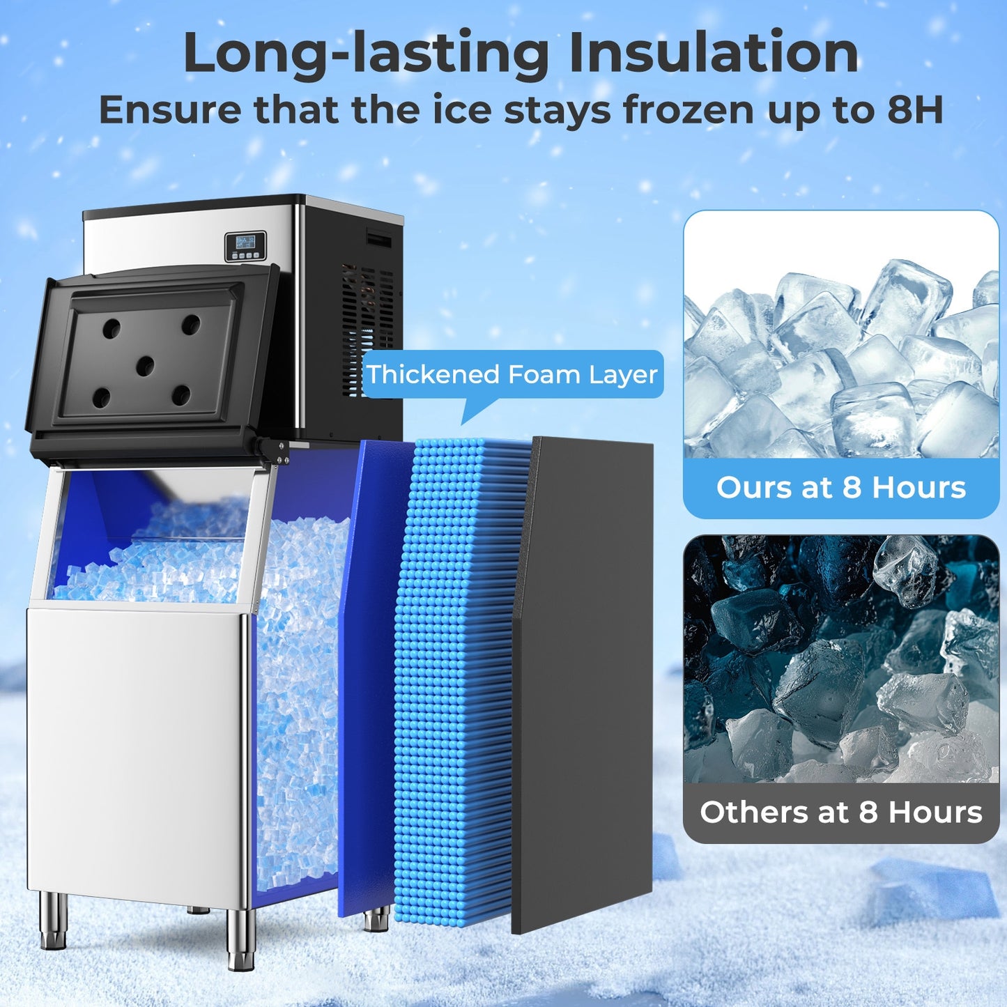 Commercial Ice Maker Machine, 418 LBS/24H, 200 LBS Storage Bin, Silver Ice Makers at Gallery Canada