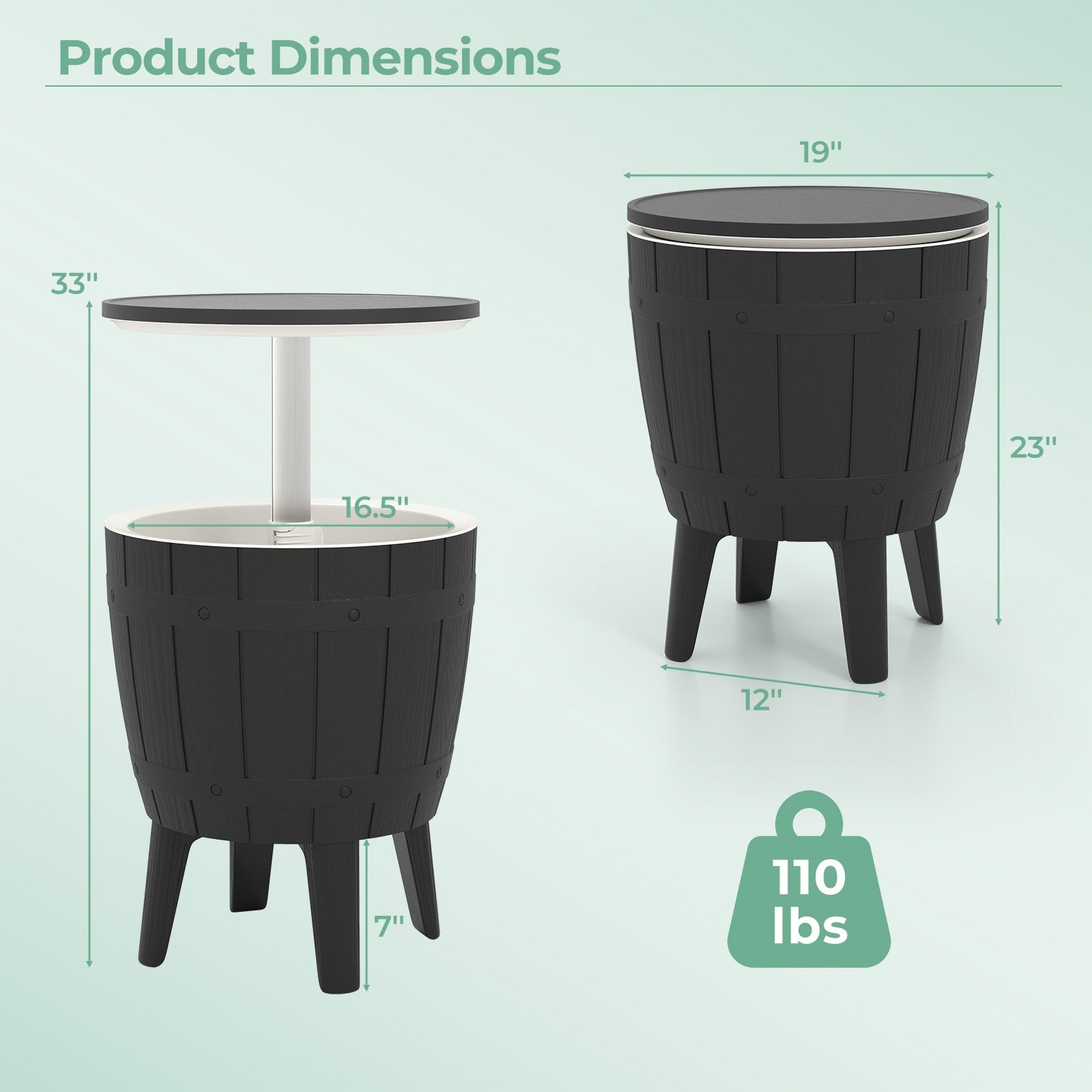 10 Gallon Cooler Bar Table, Outdoor Coffee Table Ice Bucket, Black Coolers at Gallery Canada