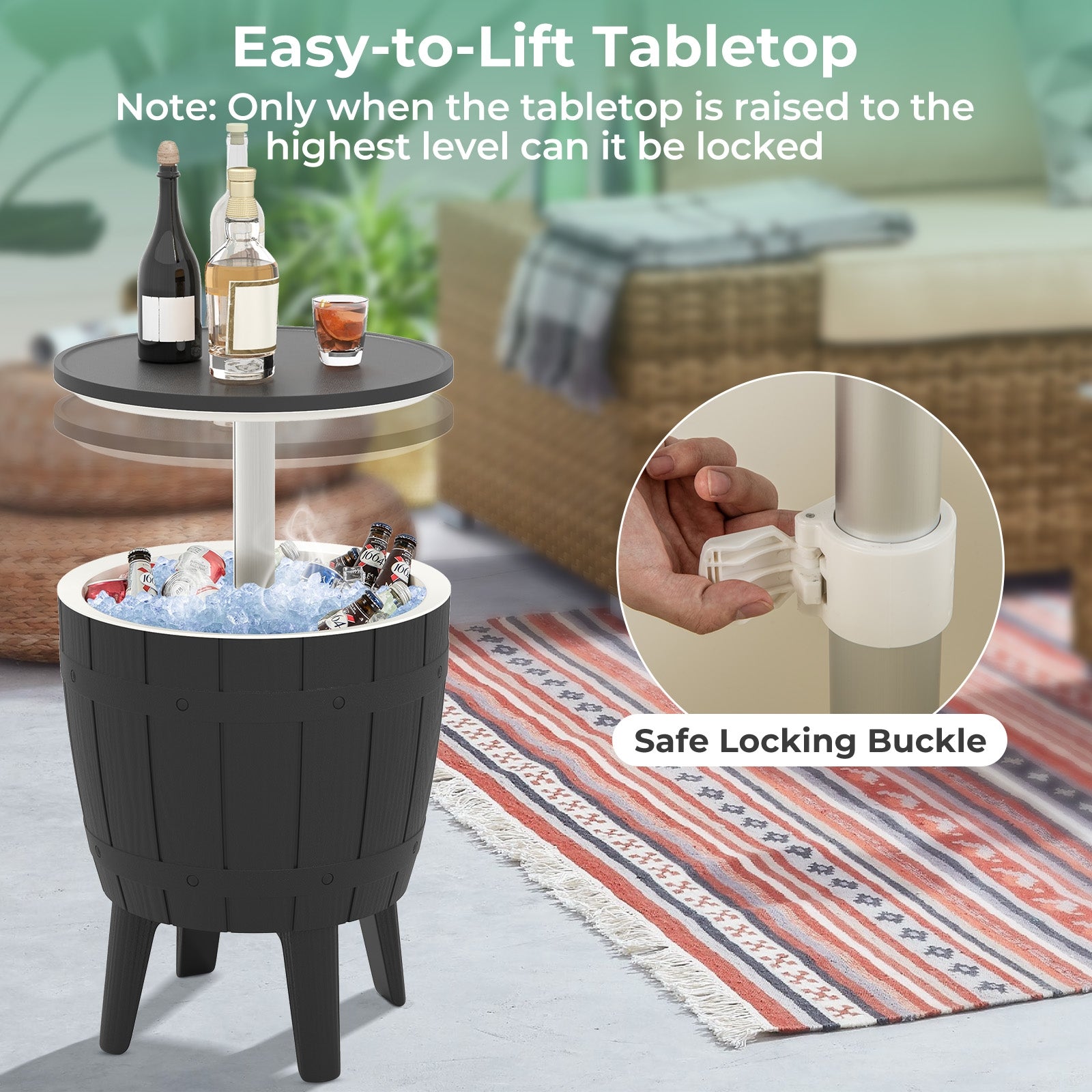 10 Gallon Cooler Bar Table, Outdoor Coffee Table Ice Bucket, Black Coolers at Gallery Canada