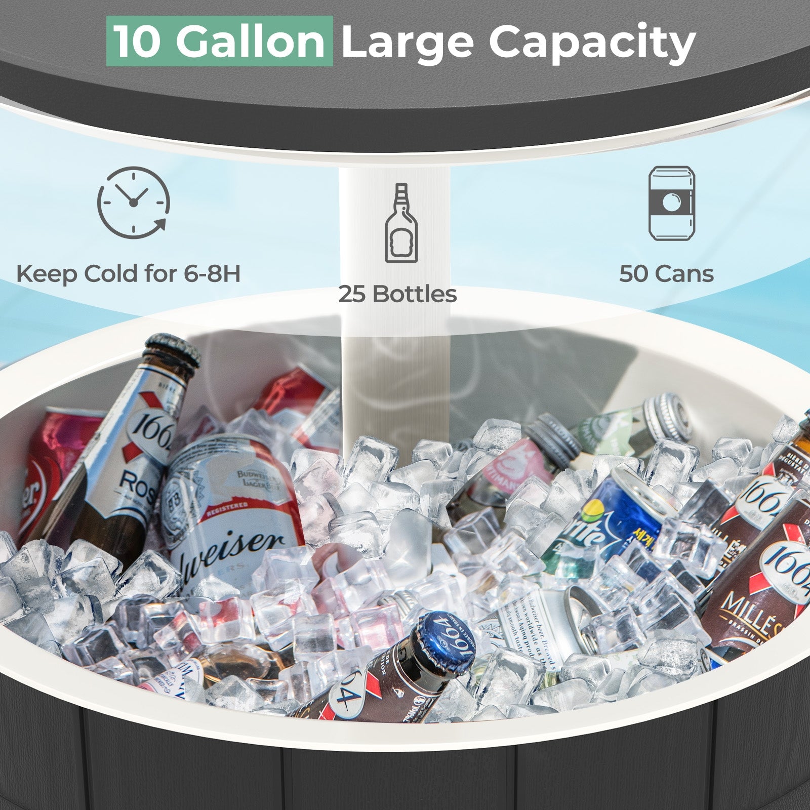 10 Gallon Cooler Bar Table, Outdoor Coffee Table Ice Bucket, Black Coolers at Gallery Canada