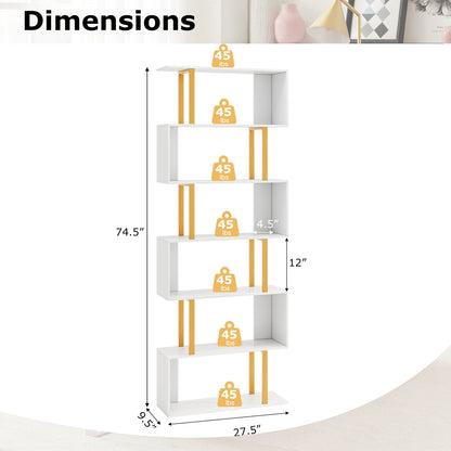 Geometric Bookcase, 6-Tier, Metal Frame, Anti-Tipping Kits, White Bookcases at Gallery Canada