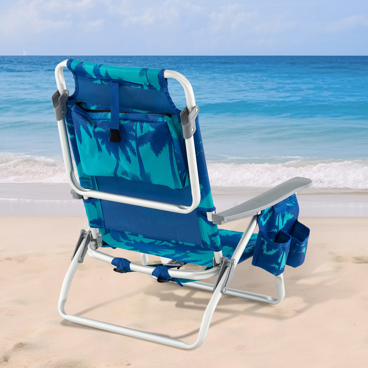 Folding Backpack Beach Chair With Pillow, Peacock Blue Beach & Lawn Chairs at Gallery Canada