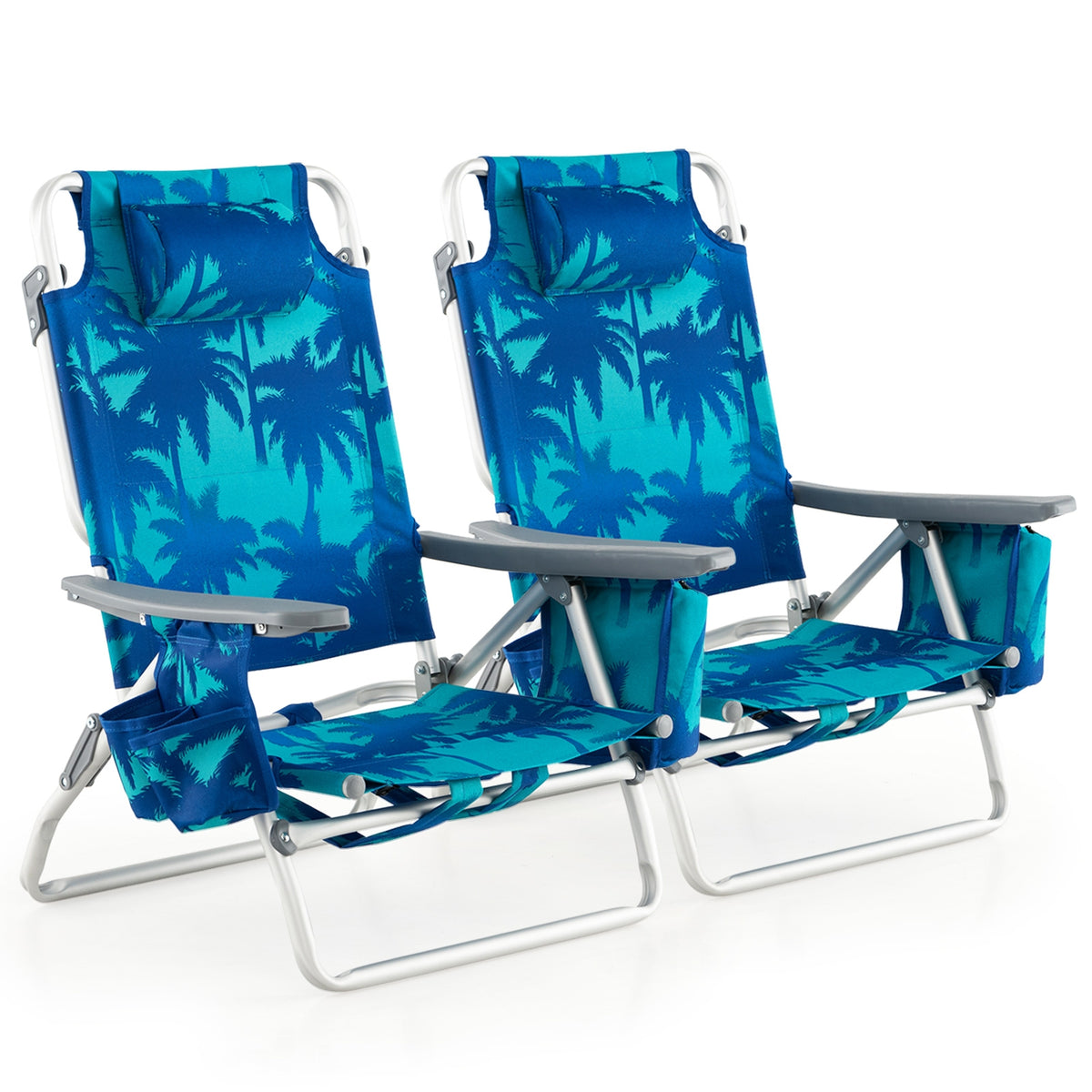 Folding Backpack Beach Chair With Pillow, Peacock Blue Beach & Lawn Chairs at Gallery Canada