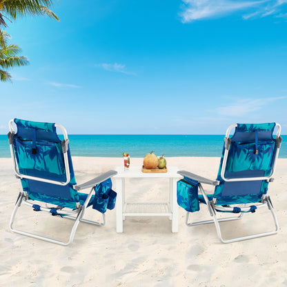 Folding Backpack Beach Chair With Pillow, Peacock Blue Beach & Lawn Chairs at Gallery Canada