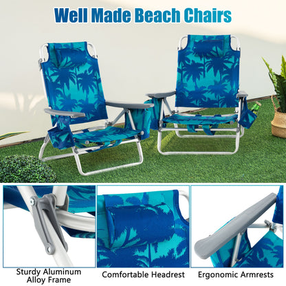 Folding Backpack Beach Chair With Pillow, Peacock Blue Beach & Lawn Chairs at Gallery Canada