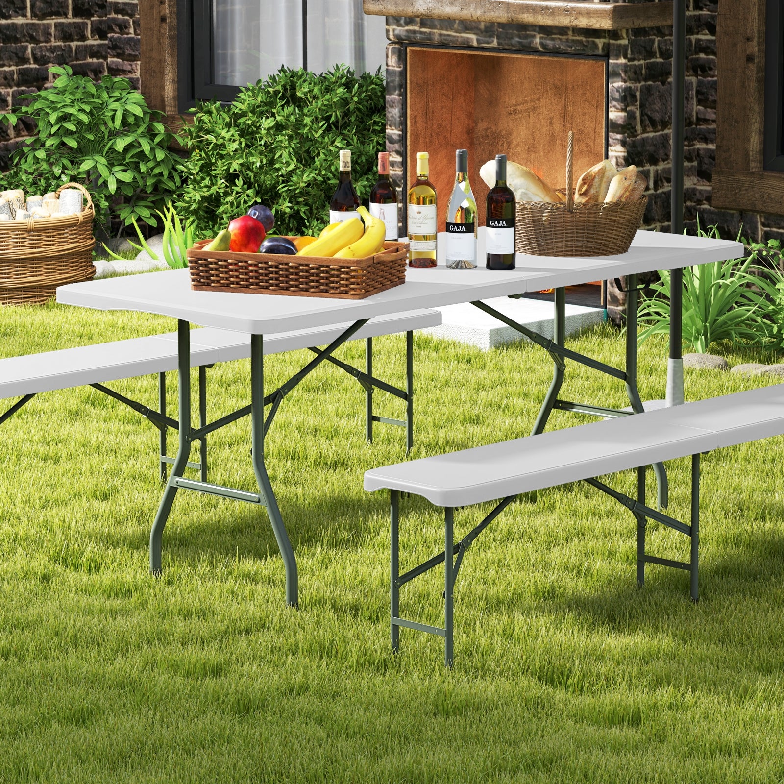 6 Ft Portable Folding Table, 350 Lbs Capacity, White Camping Furniture at Gallery Canada