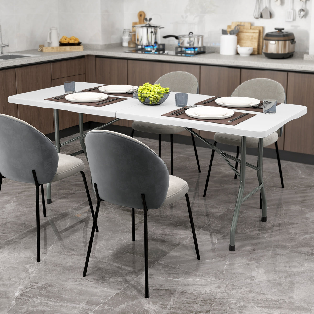 6 Ft Portable Folding Table, 350 Lbs Capacity, White Camping Furniture at Gallery Canada