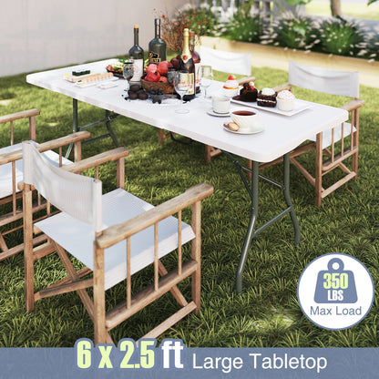 6 Ft Portable Folding Table, 350 Lbs Capacity, White Camping Furniture at Gallery Canada