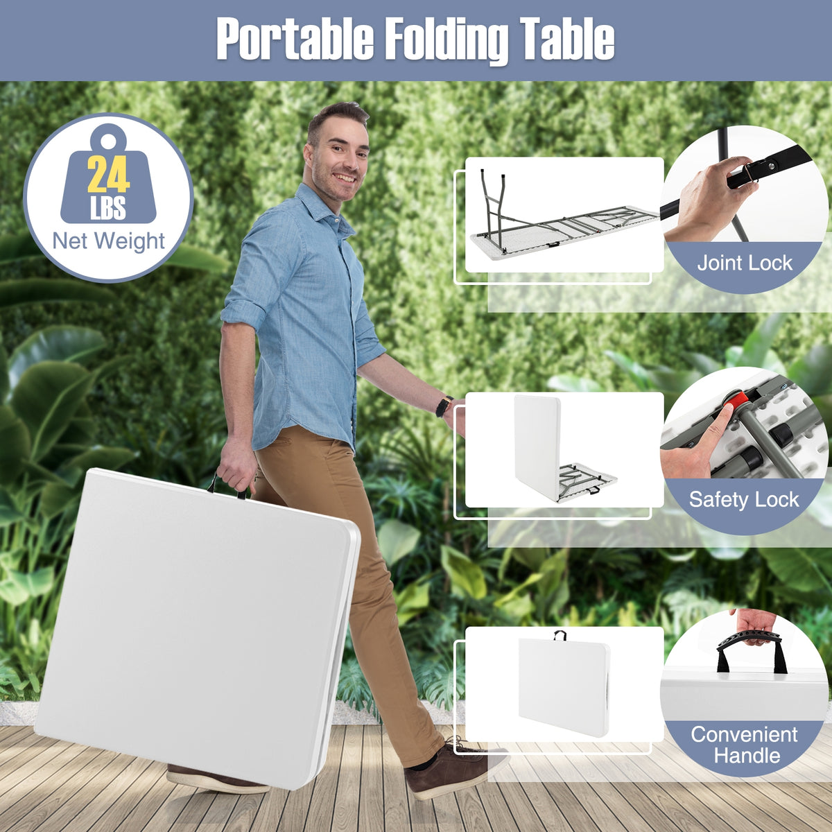6 Ft Portable Folding Table, 350 Lbs Capacity, White Camping Furniture at Gallery Canada