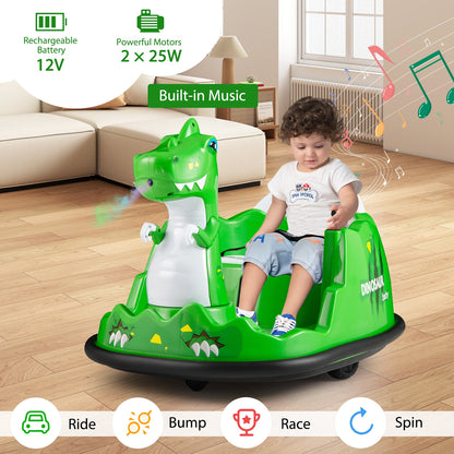 12V Bumper Car With Spray, Remote Control, For Toddlers 2-5, Green Powered Ride On Toys at Gallery Canada