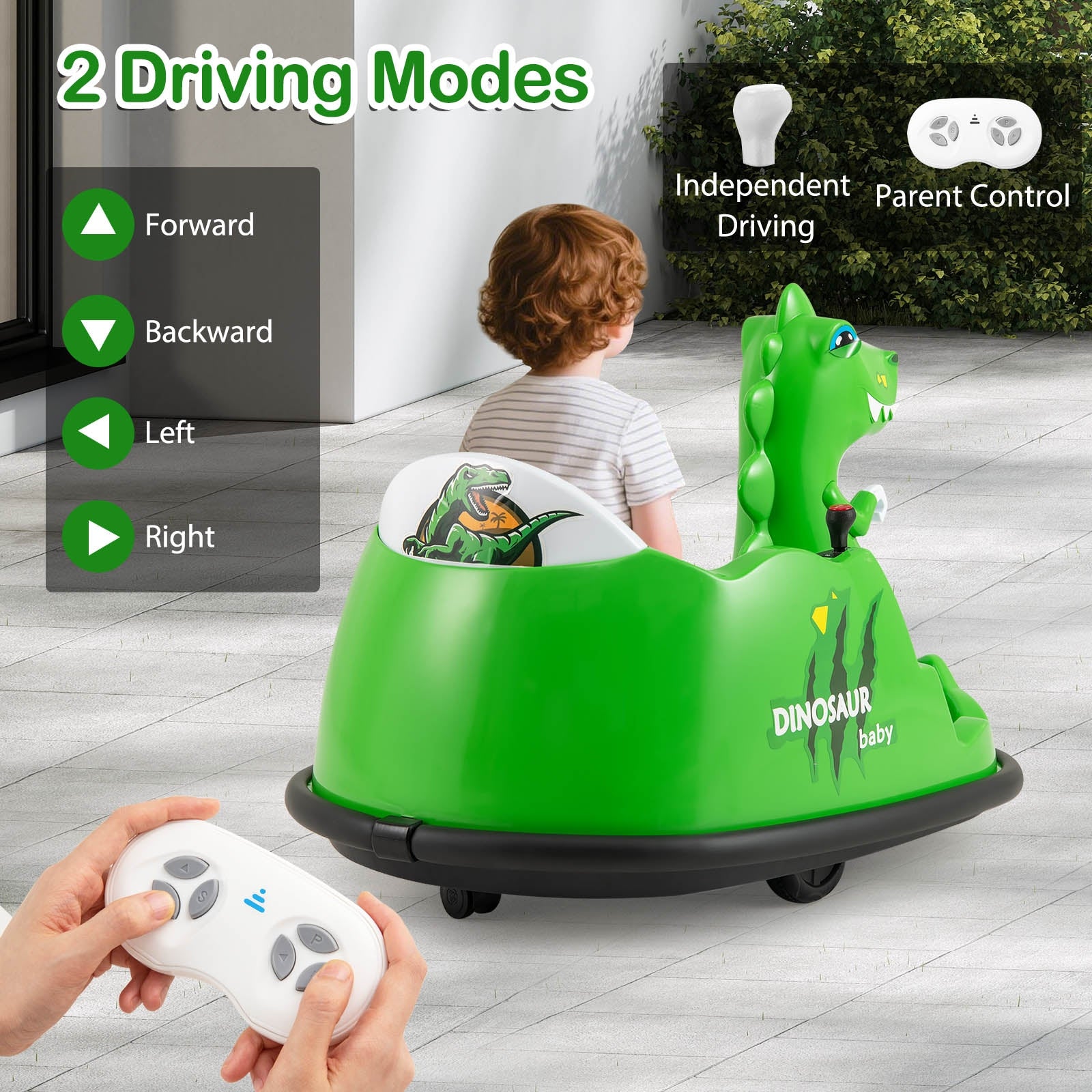 12V Bumper Car With Spray, Remote Control, For Toddlers 2-5, Green Powered Ride On Toys at Gallery Canada