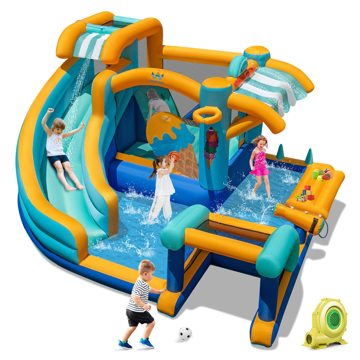 Inflatable Water Slide Bounce House, Kids Jump Castle, 735W Blower Inflatable Water Slides at Gallery Canada