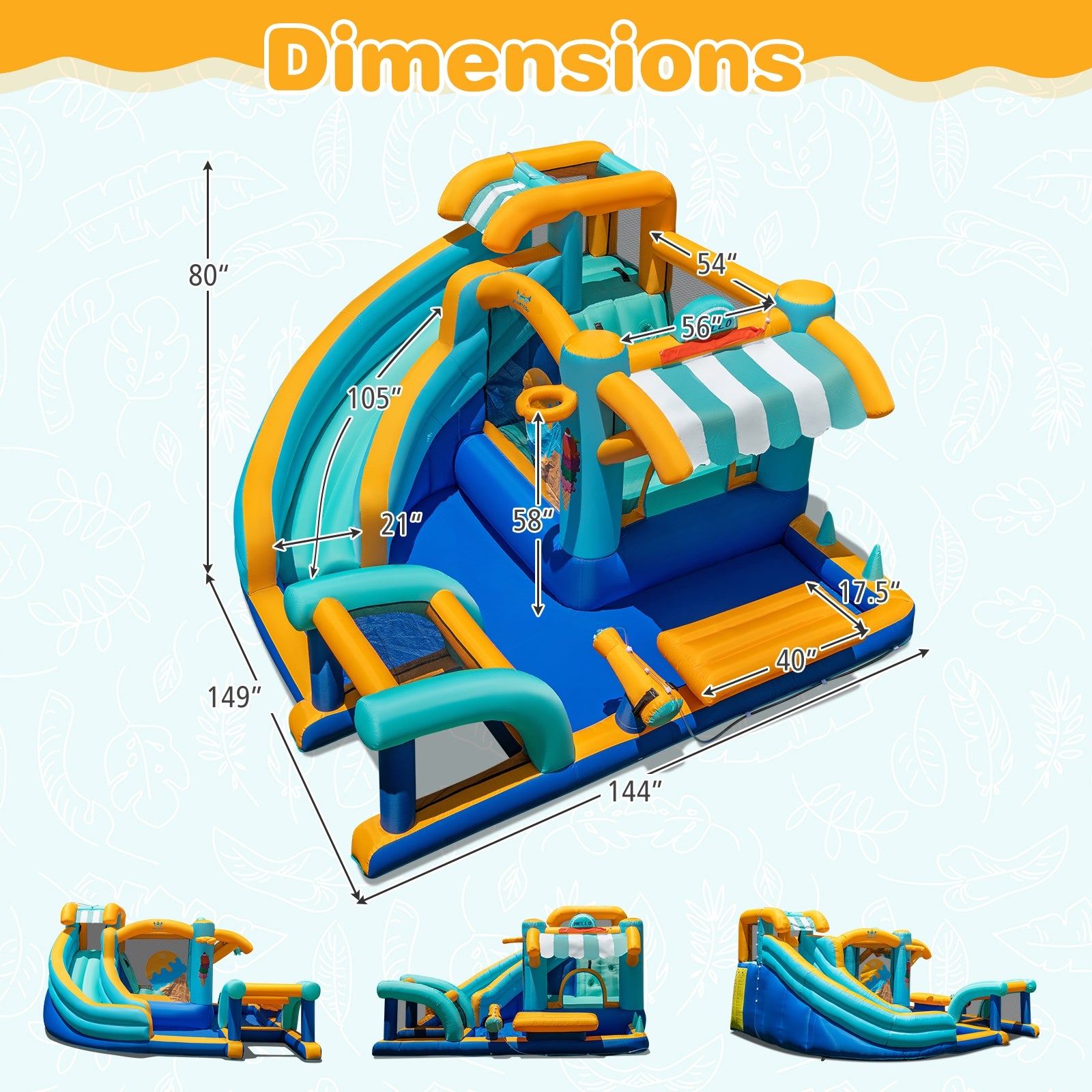 Inflatable Water Slide Bounce House, Kids Jump Castle, 735W Blower Inflatable Water Slides at Gallery Canada