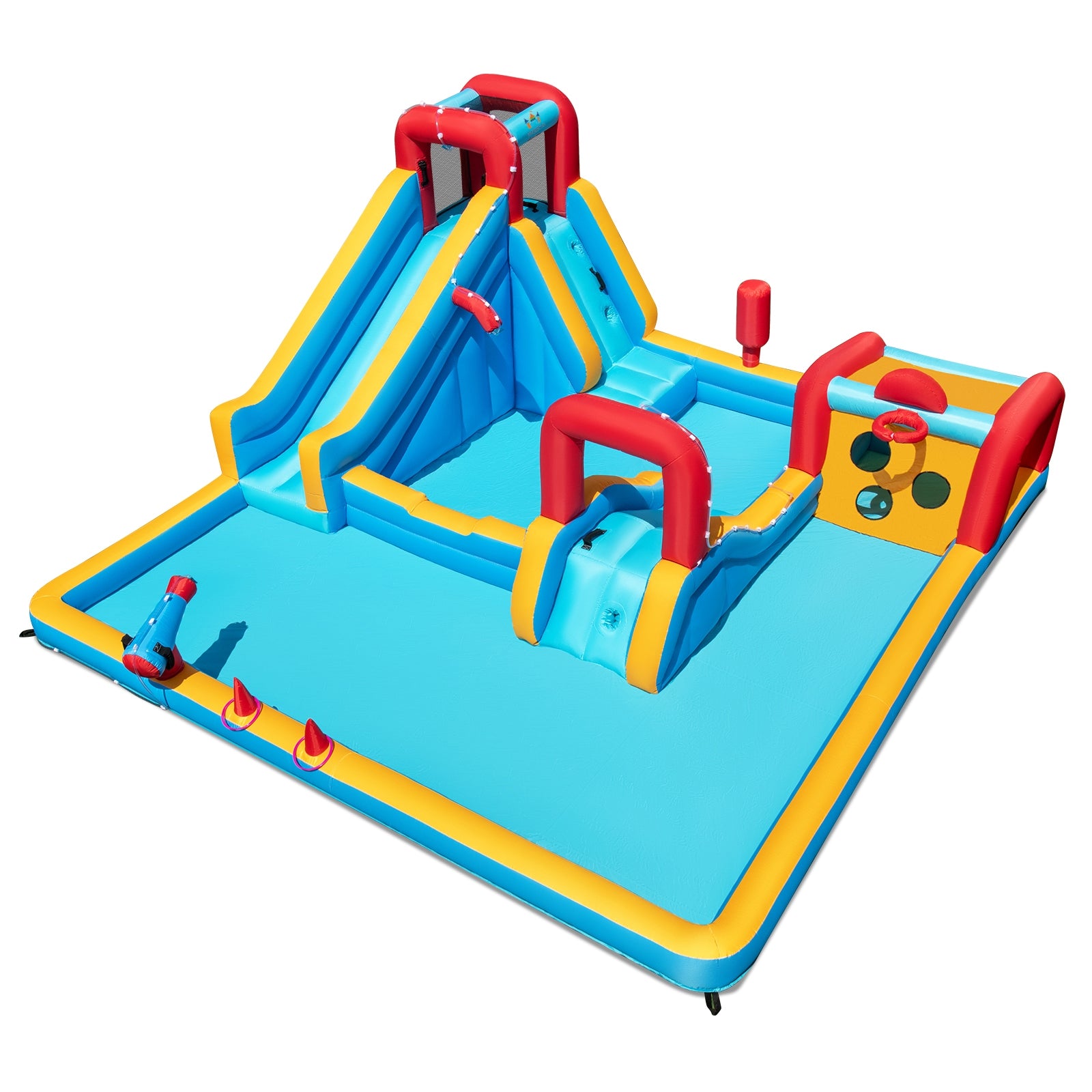 Inflatable Double Water Slide Park, 9-In-1 Giant Bounce House, Blower Excluded Inflatable Water Slides Options at Gallery Canada