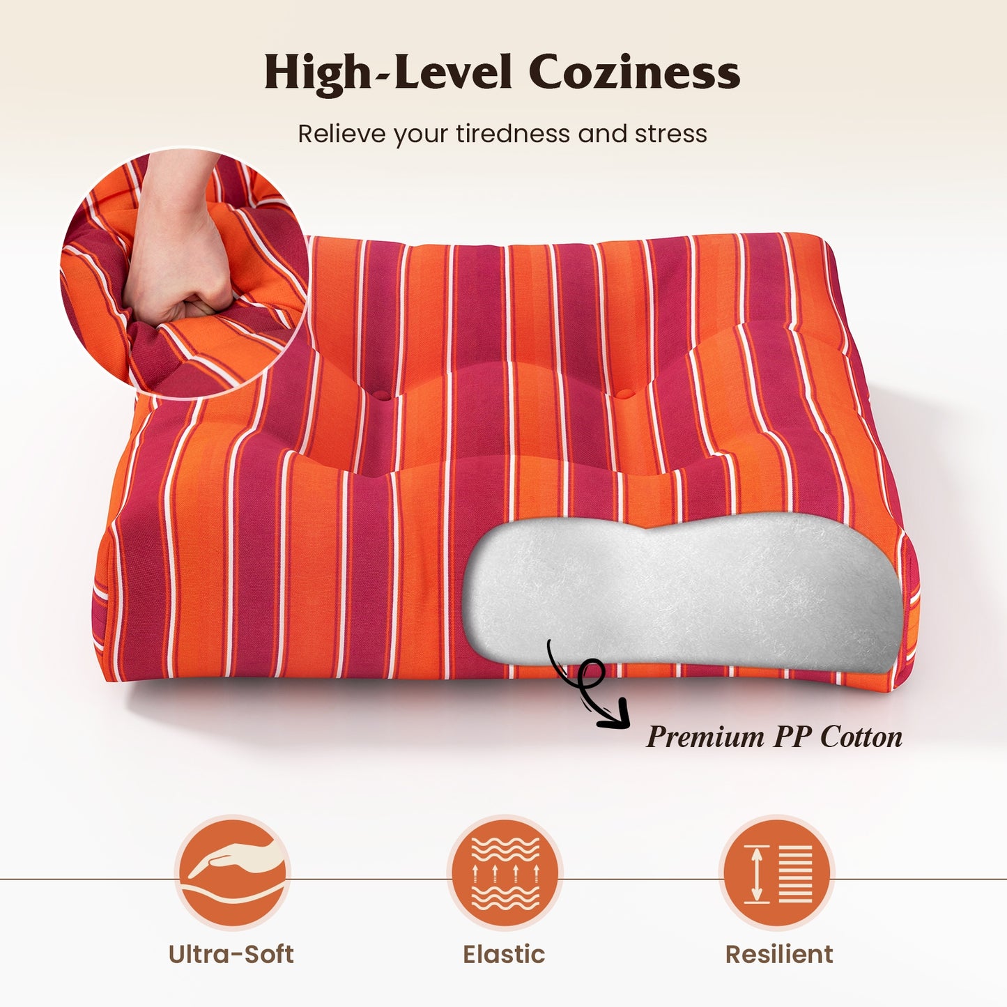 21 Inch x 21 Inch Patio Chair Cushion, Orange Outdoor Furniture Accessories at Gallery Canada