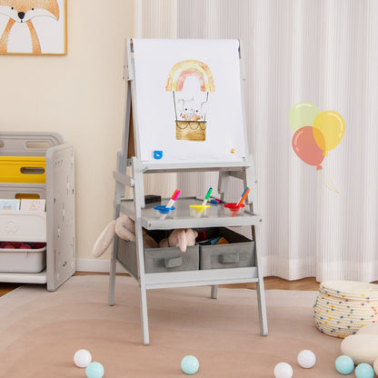 3-In-1 Kids Art Easel, Magnetic Chalkboard And Whiteboard, Gray Art Easels at Gallery Canada
