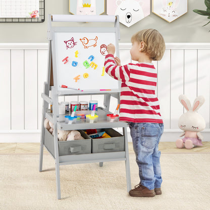 3-In-1 Kids Art Easel, Magnetic Chalkboard And Whiteboard, Gray Art Easels at Gallery Canada