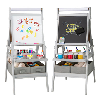 3-In-1 Kids Art Easel, Magnetic Chalkboard And Whiteboard, Gray Art Easels at Gallery Canada