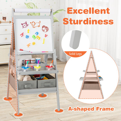 3-In-1 Kids Art Easel, Magnetic Chalkboard And Whiteboard, Gray Art Easels at Gallery Canada