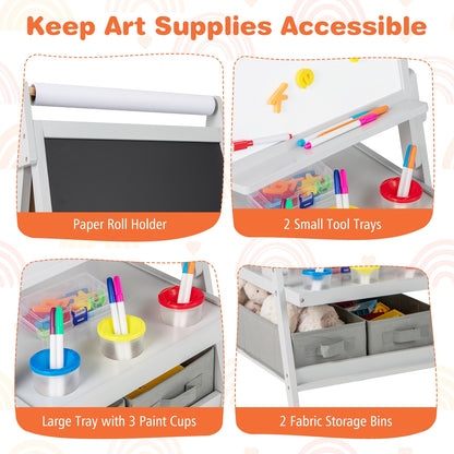 3-In-1 Kids Art Easel, Magnetic Chalkboard And Whiteboard, Gray Art Easels at Gallery Canada