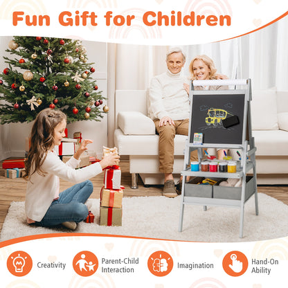 3-In-1 Kids Art Easel, Magnetic Chalkboard And Whiteboard, Gray Art Easels at Gallery Canada