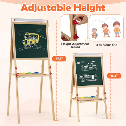 Adjustable Double-Sided Easel With 4 Paint Cups, Natural Art Easels at Gallery Canada