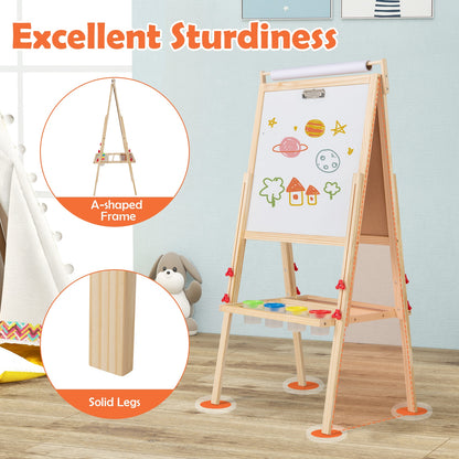 Adjustable Double-Sided Easel With 4 Paint Cups, Natural Art Easels at Gallery Canada