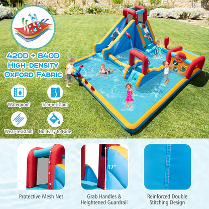 Inflatable Double Water Slide Park, 9-in-1 Giant Bounce House, 735W Blower Inflatable Water Slides at Gallery Canada