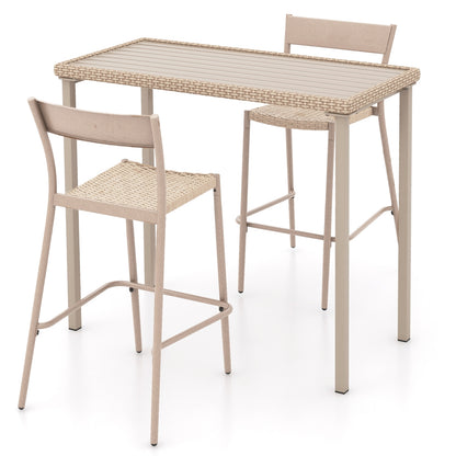 3 Piece Patio Bar Table Set, Height Table, 2 Armless Chairs, Brown Patio Bar Furniture at Gallery Canada