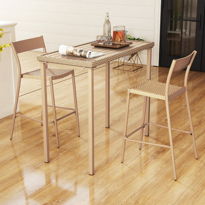 3 Piece Patio Bar Table Set, Height Table, 2 Armless Chairs, Brown Patio Bar Furniture at Gallery Canada