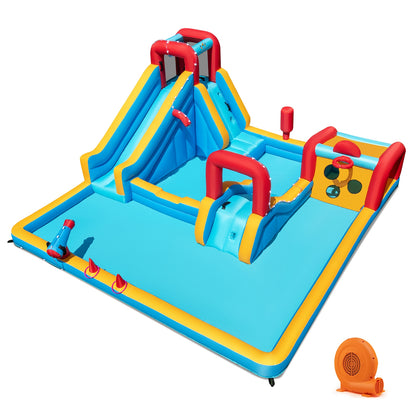 Inflatable Double Water Slide Park, 9-in-1 Giant Bounce House, 750W Blower Inflatable Water Slides Options at Gallery Canada