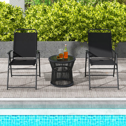 Outdoor Folding Sling Chairs, Set of 4, Black Patio Dining Chairs at Gallery Canada