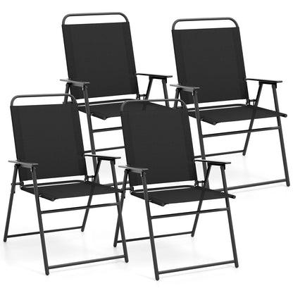 Outdoor Folding Sling Chairs, Set of 4, Black Patio Dining Chairs at Gallery Canada