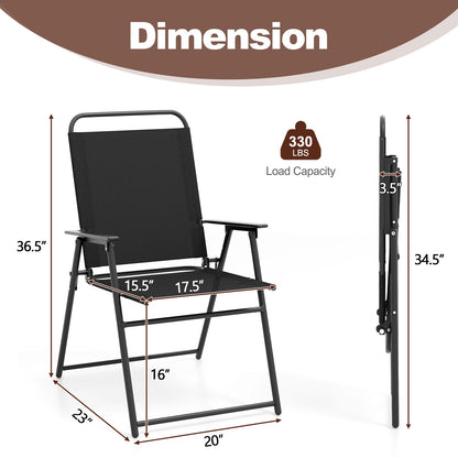Outdoor Folding Sling Chairs, Set of 4, Black Patio Dining Chairs at Gallery Canada