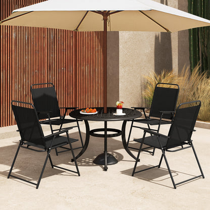 Outdoor Folding Sling Chairs, Set of 4, Black Patio Dining Chairs at Gallery Canada