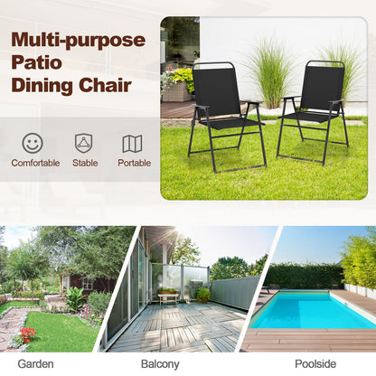 Outdoor Folding Sling Chairs, Set of 4, Black Patio Dining Chairs at Gallery Canada