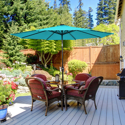 10 Feet Outdoor Patio Umbrella, Solar LED Lights, Turquoise Outdoor Umbrellas at Gallery Canada