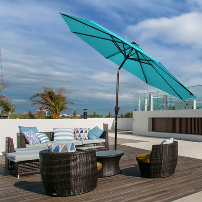 10 Feet Outdoor Patio Umbrella, Solar LED Lights, Turquoise Outdoor Umbrellas at Gallery Canada