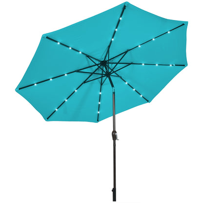 10 Feet Outdoor Patio Umbrella, Solar LED Lights, Turquoise Outdoor Umbrellas at Gallery Canada