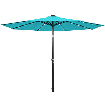 10 Feet Outdoor Patio Umbrella, Solar LED Lights, Turquoise Outdoor Umbrellas at Gallery Canada